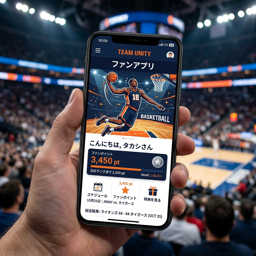 スポーツチームアプリモックアップ